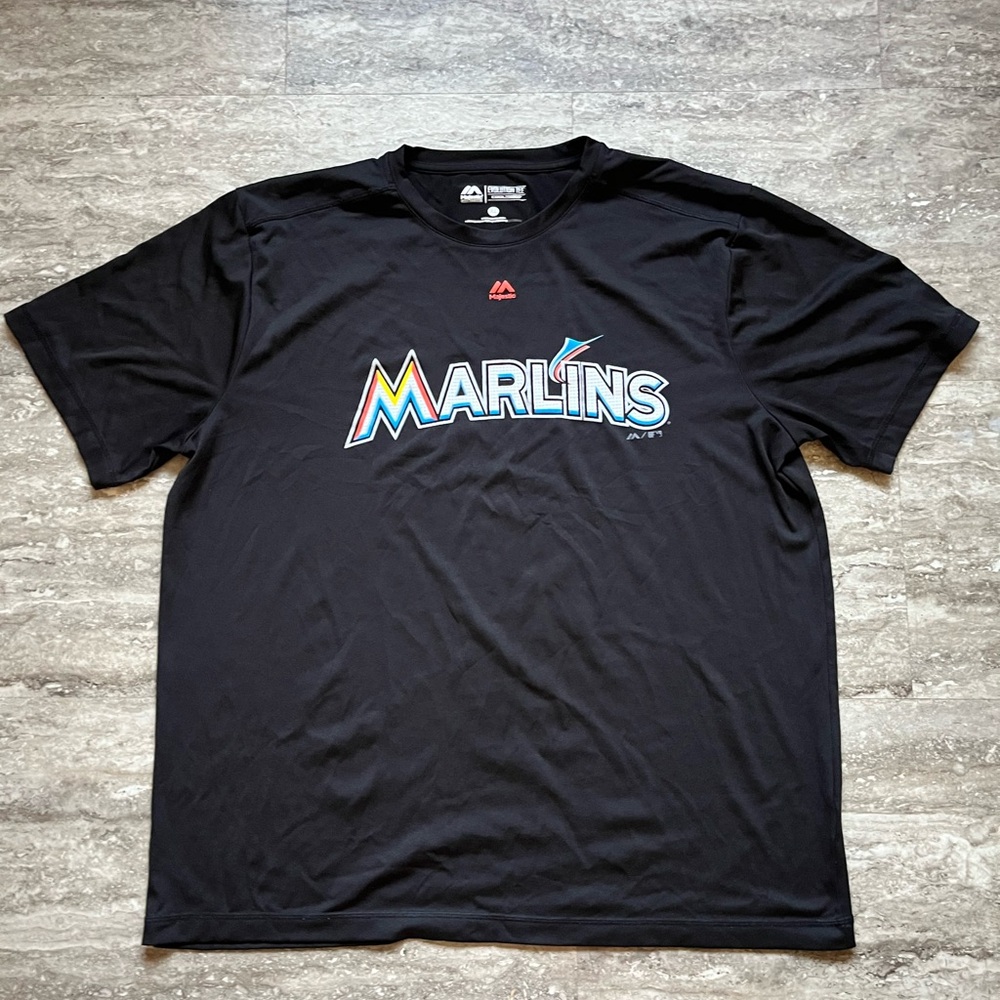 Majestic Florida Marlins Short Sleeve Athletic Tee Shirt